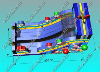 Надувной батут-горка "Подарок" 8*4*6 м