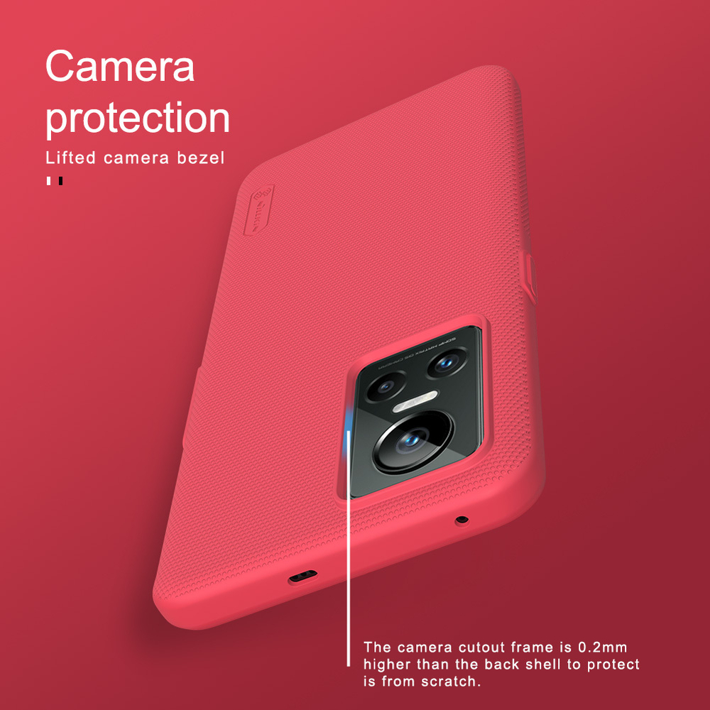 Тонкий чехол красного цвета от Nillkin для смартфона Realme GT Neo 3, серия Super Frosted Shield