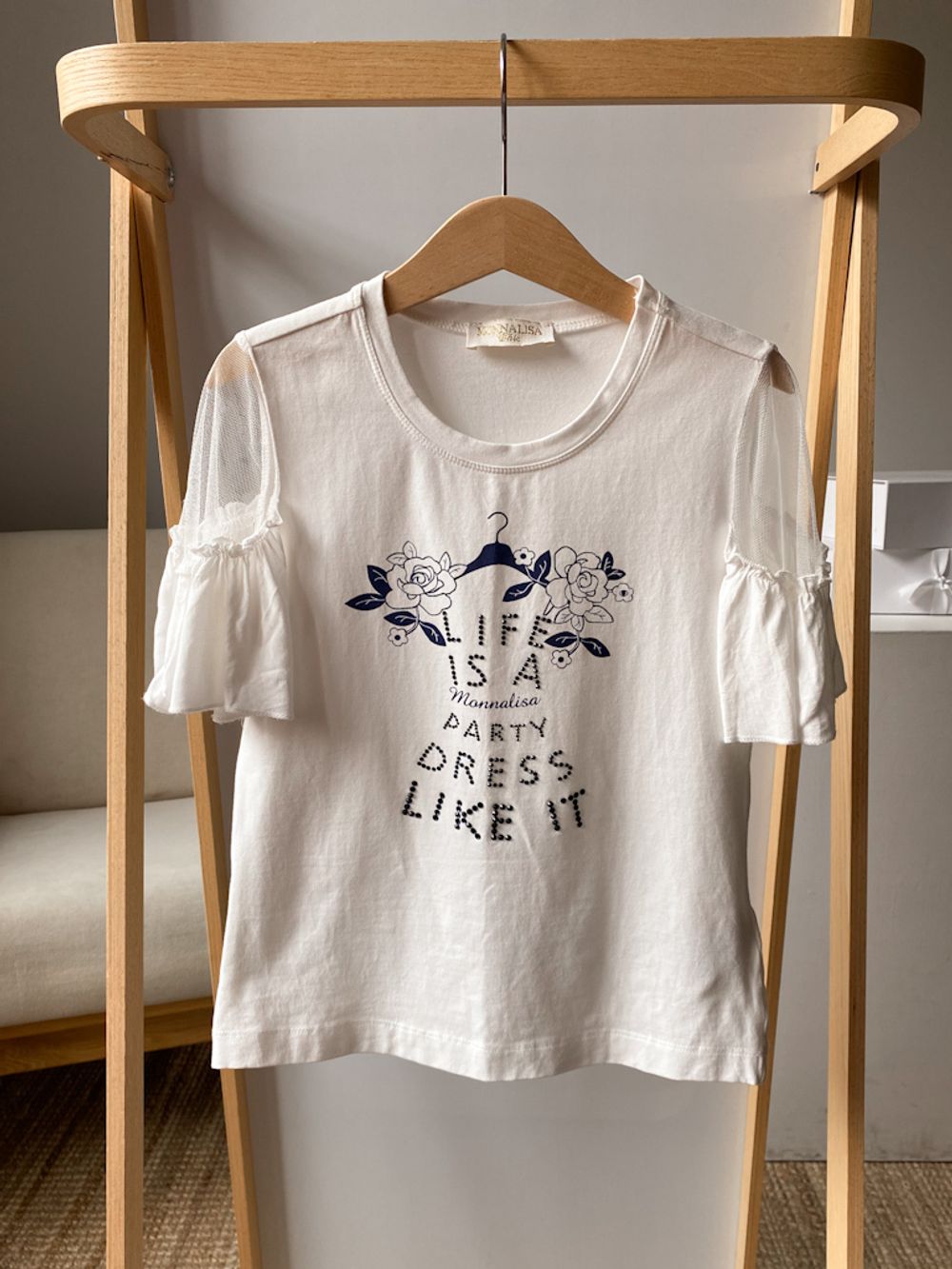 Хлопковая футболка Monnalisa, 128