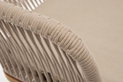 "Лион" стул плетеный из роупа, основание дуб, роуп бежевый круглый, ткань бежевая 052