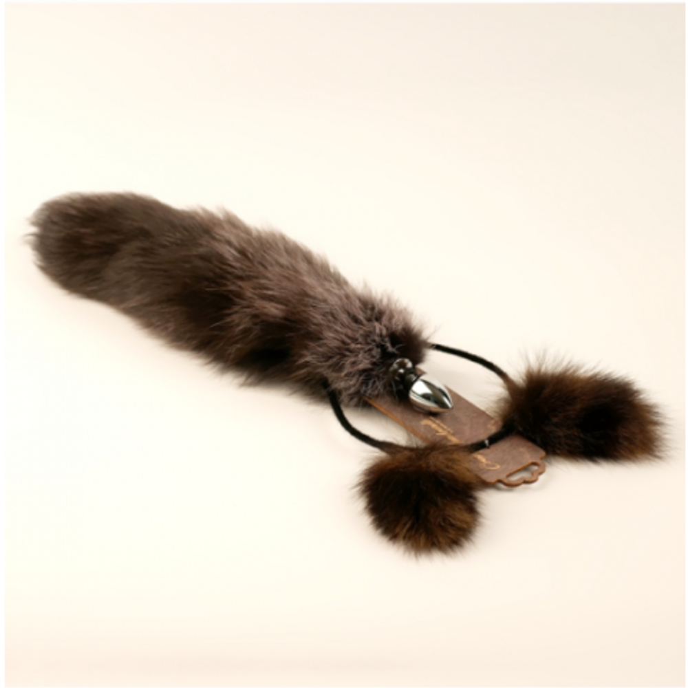 Анальная пробка с хвостом и ушки из натурального меха