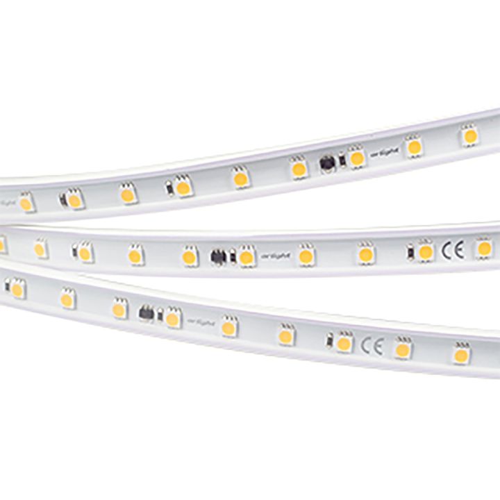 Светодиодная влагозащищенная лента Arlight 8W/m 54LED/m 5060SMD теплый белый 10M 029402(2)