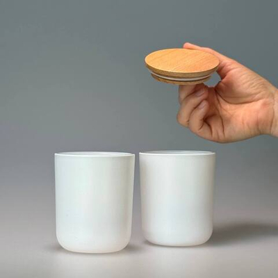 Белый стеклянный подсвечник 200мл без крышечки