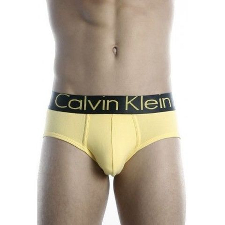 Мужские трусы брифы желтые Calvin Klein Steel Black Waistband Yellow CK02225