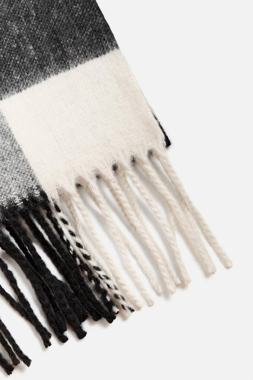 ZARA ШАРФ ИЗ РЕЛЬЕФНОЙ ТКАНИ В КЛЕТКУ, ЧЕРНЫЙ/БЕЛЫЙ