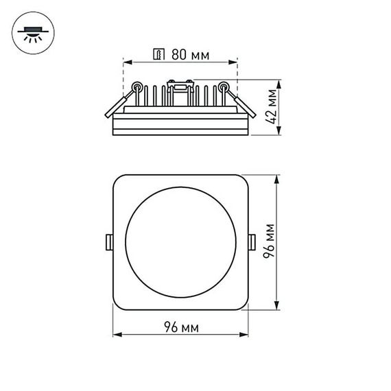 Встраиваемый светодиодный светильник Arlight LTD-96x96SOL-10W Day White 4000K 017634