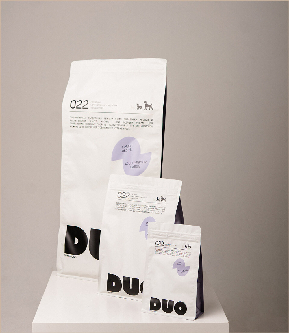 DUO NUTRITION Сухой полнорационный корм для взрослых собак средних и крупных пород с ягненком и рисом