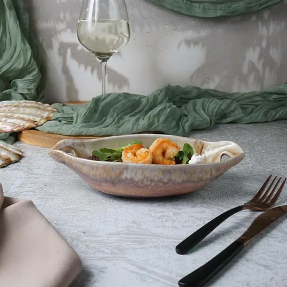 Блюдо овальное 24*12,5 см h5,5 см 210 мл Pearl Sea Stone с ручками Frutti di Mare P.L. [4]