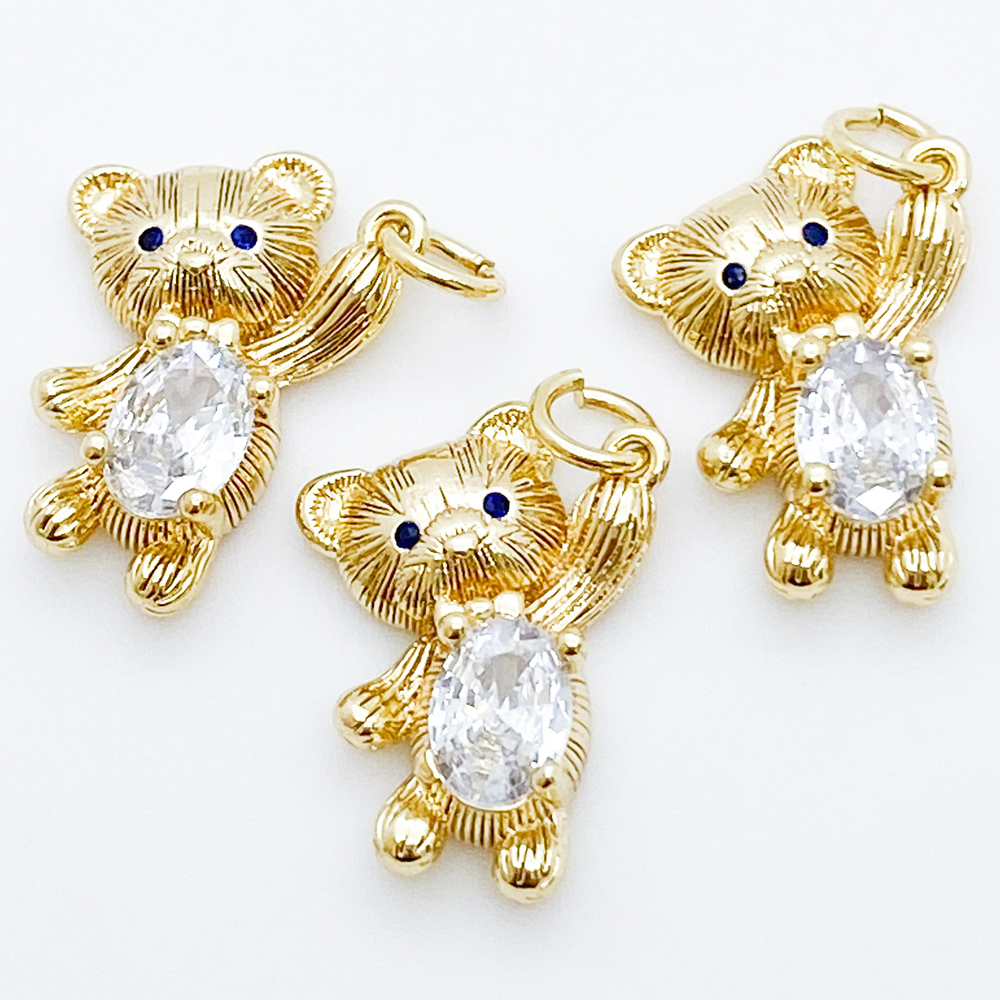 Подвеска Мишка, цвет золото, фианиты, размер 19*12 мм, цена за 1 шт