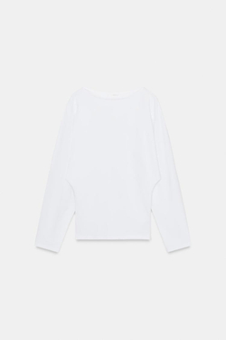 ZARA ФУТБОЛКА ИЗ ПЛОТНОГО ХЛОПКА С ДЛИННЫМИ РУКАВАМИ, БЕЛЫЙ