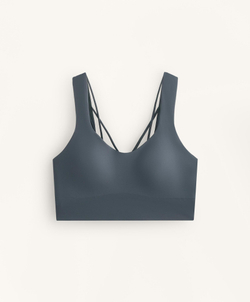 Oysho Спортивный бюстгальтер Light Touch со средней поддержкой, антрацитовый/голубой