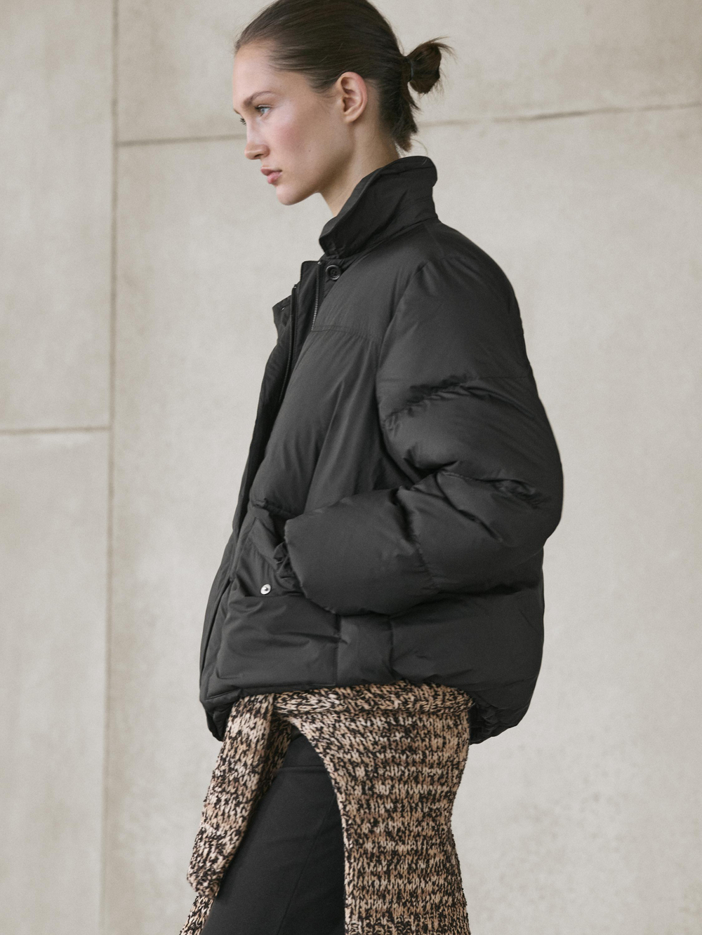 Massimo Dutti Пуховик-бомбер, черный