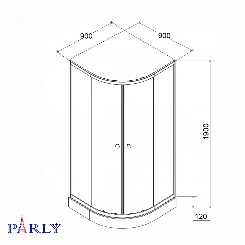 Душевой уголок с поддоном PARLY ZF911B (90х90х190)