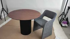 Стол обеденный Type D 120 см основание D 43 см (орех/черный)