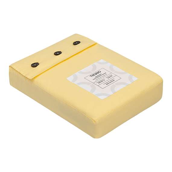 Комплект постельного белья из стираного перкаля светло-желтого цвета из коллекции essential, 200х220 см