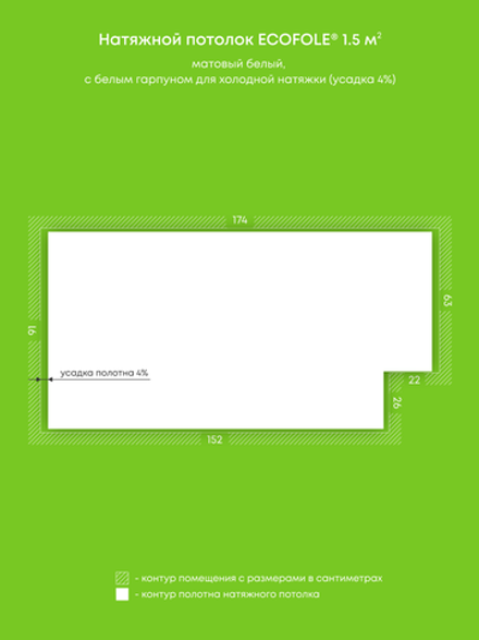 Матовый натяжной потолок 1.5 м2