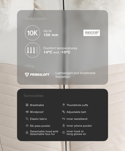 Oysho Водонепроницаемая куртка Primaloft® SKI с цветными блоками, супероблегающая, черный