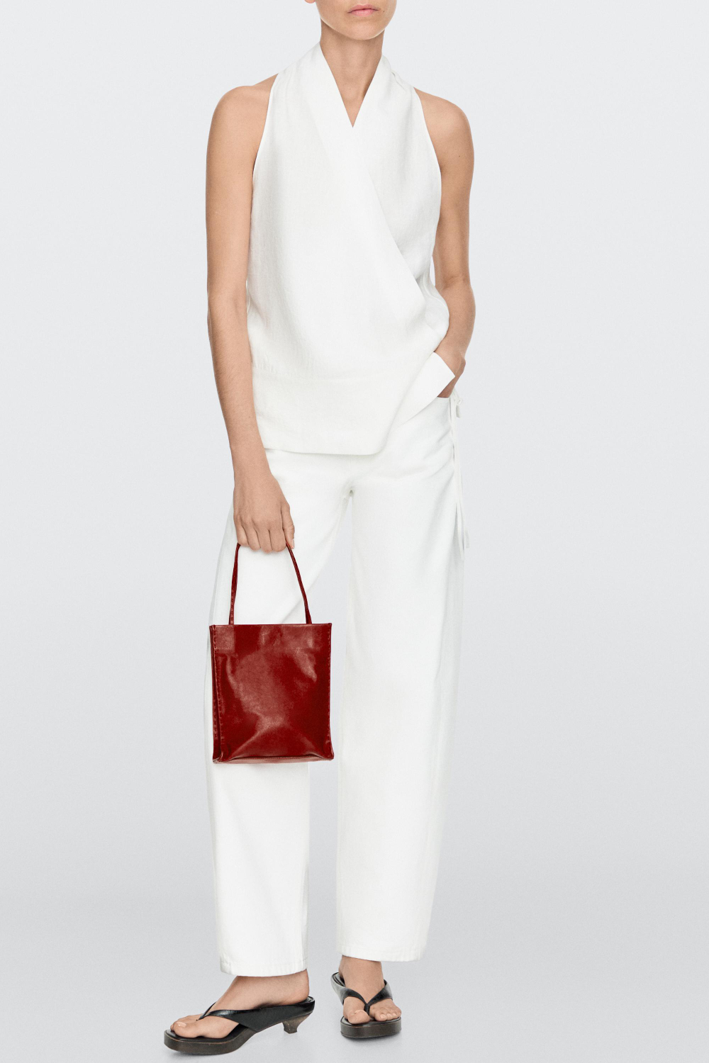 Massimo Dutti Сумка с двумя отделениями из кожи наппа, красный