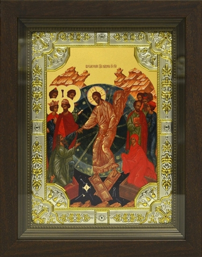 Икона "Воскресение Христово" 18х14см в киоте 30х24см