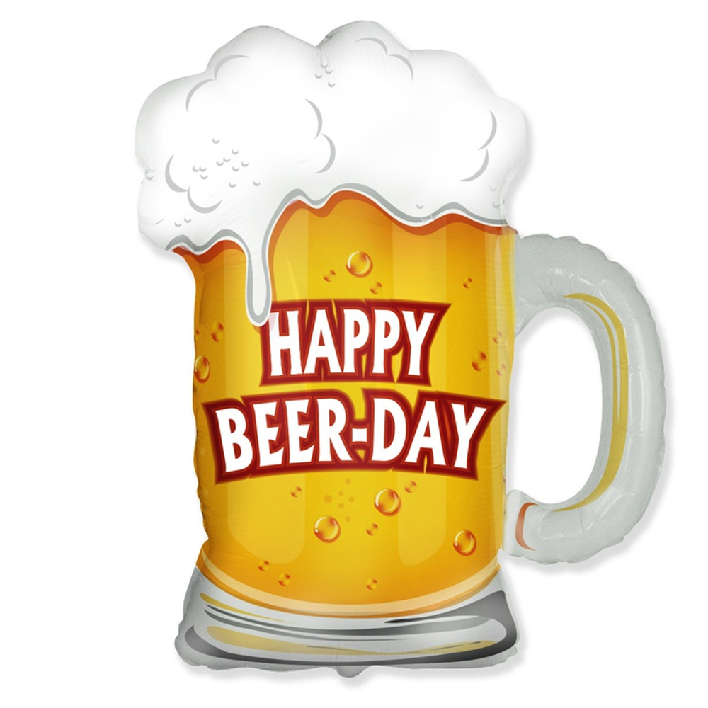 Шар Фольгированный HAPPY BEER-DAY Кружка пивная (Желтый)