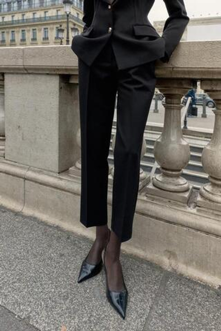 ZARA БРЮКИ ПРЯМОГО КРОЯ СО СТРЕЛКАМИ, ЧЕРНЫЙ