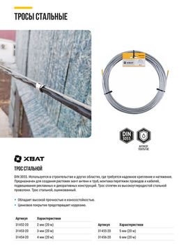 Трос стальной DIN 3055 6 мм (20 м) Фасовка