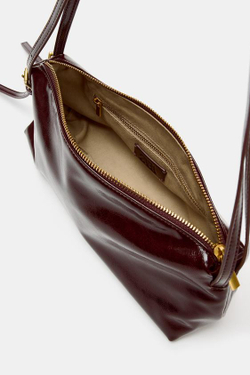 ZARA СУМКА С ПЛЕЧЕВЫМ РЕМНЕМ И ПРЯЖКАМИ, КОРИЧНЕВЫЙ