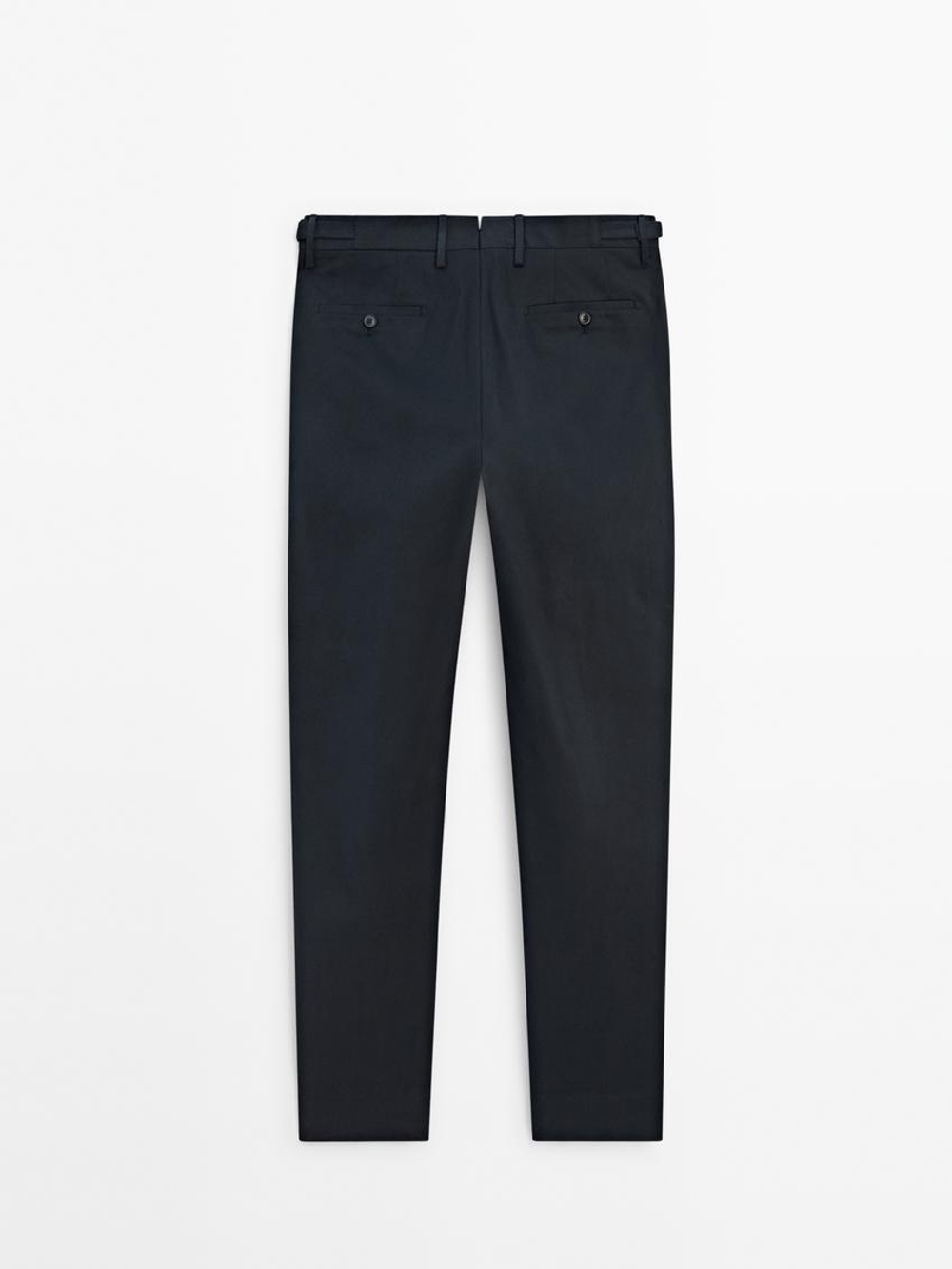 Massimo Dutti Костюмные брюки из смесового хлопка, темно-синий