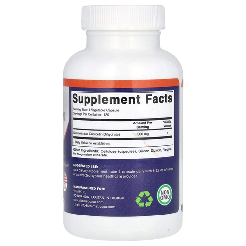 Vitamatic, кверцетин, 500 мг, 120 растительных капсул