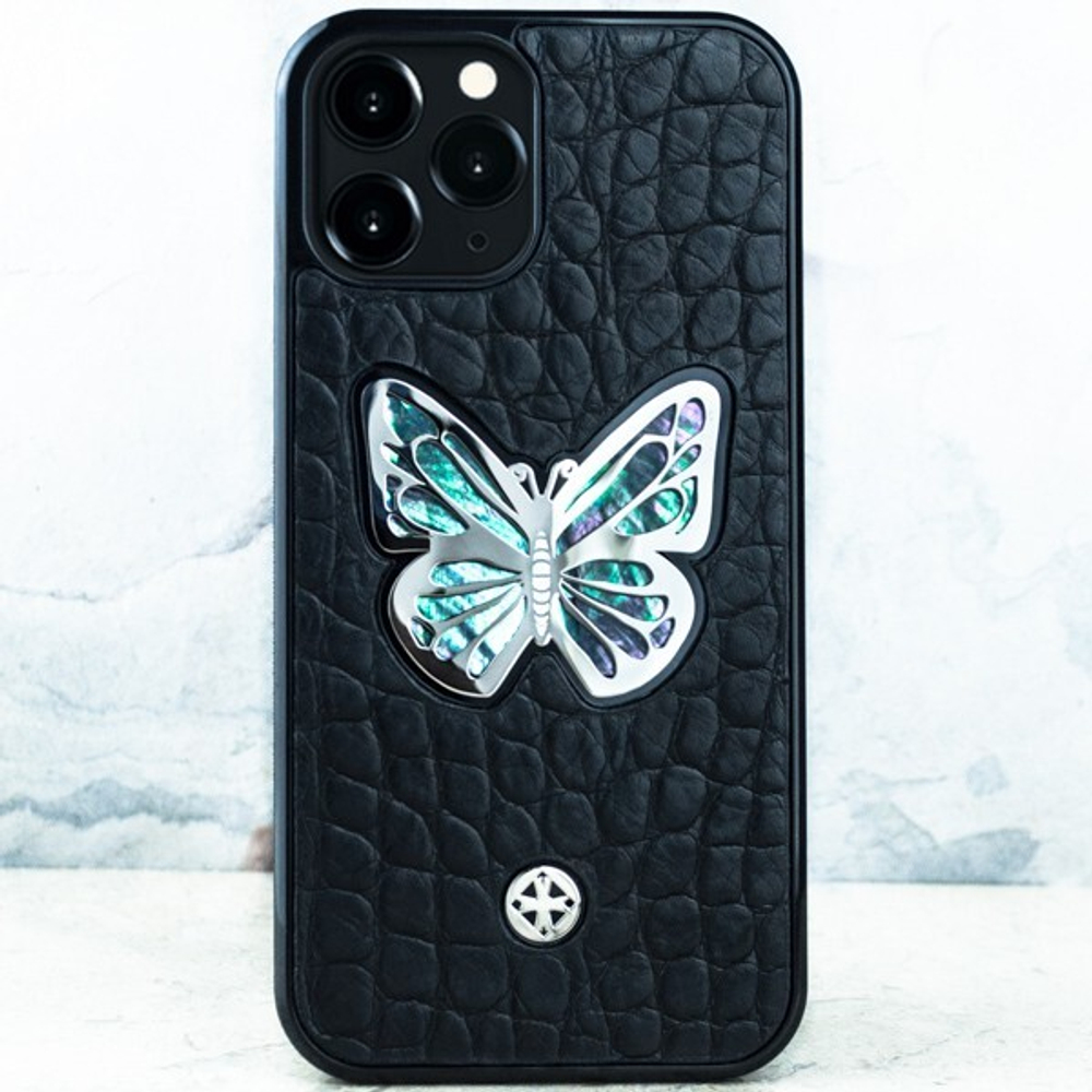 Эксклюзивный чехол iPhone с бабочкой из ювелирного сплава с натуральным перламутром Euphoria HM Premium