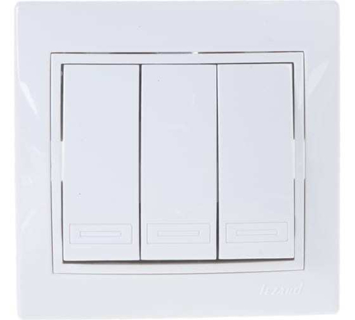 Выключатель 3-клавишный LEZARD MIRA 701-0202-109 С/П белый/белый(867295)