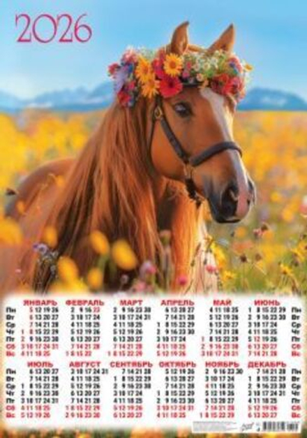 Календарь ЛИСТОВОЙ 594*420мм, А2 Романтичная красотка, на 2026 год