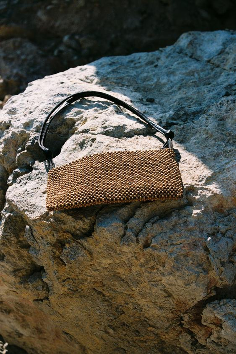 ZARA СУМКА С ПЛЕЧЕВЫМ РЕМНЕМ И БИСЕРОМ, КОРИЧНЕВЫЙ