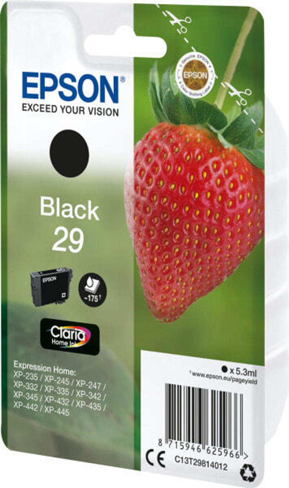 Epson Strawberry C13T29814022 струйный картридж Подлинный Черный 1 шт