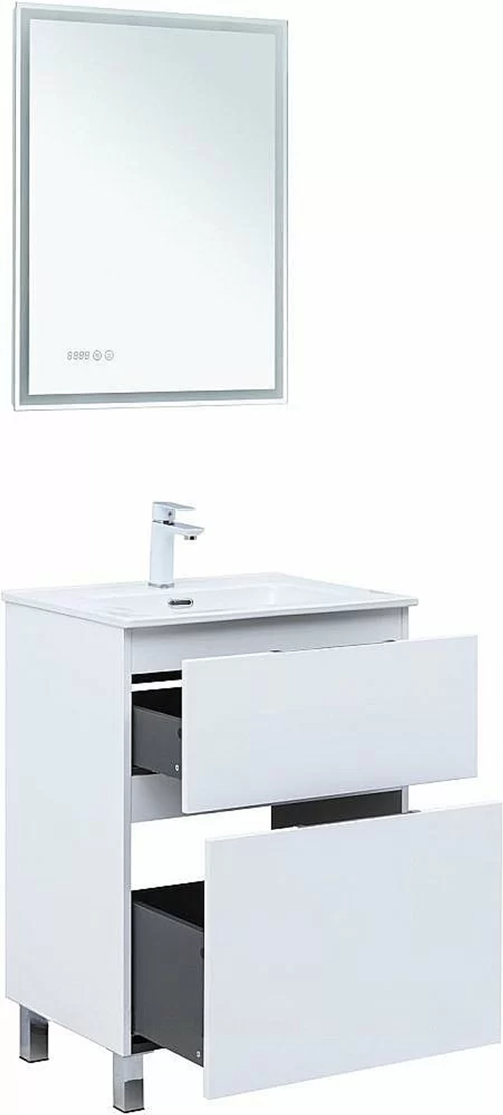 Тумба с раковиной Aquanet Алвита new 60 344132+254363 белая матовая