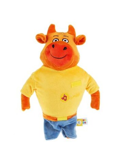Игрушка мягкая Оранжевая корова папа 30см с музыкальным чипом