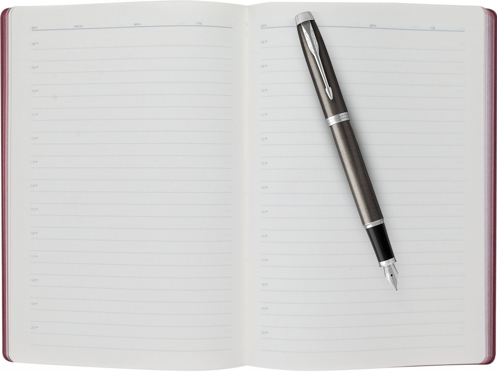 Подарочный набор: Перьевая ручка Parker IM Metal Light Blue Grey CT и Ежедневник недатированный черный