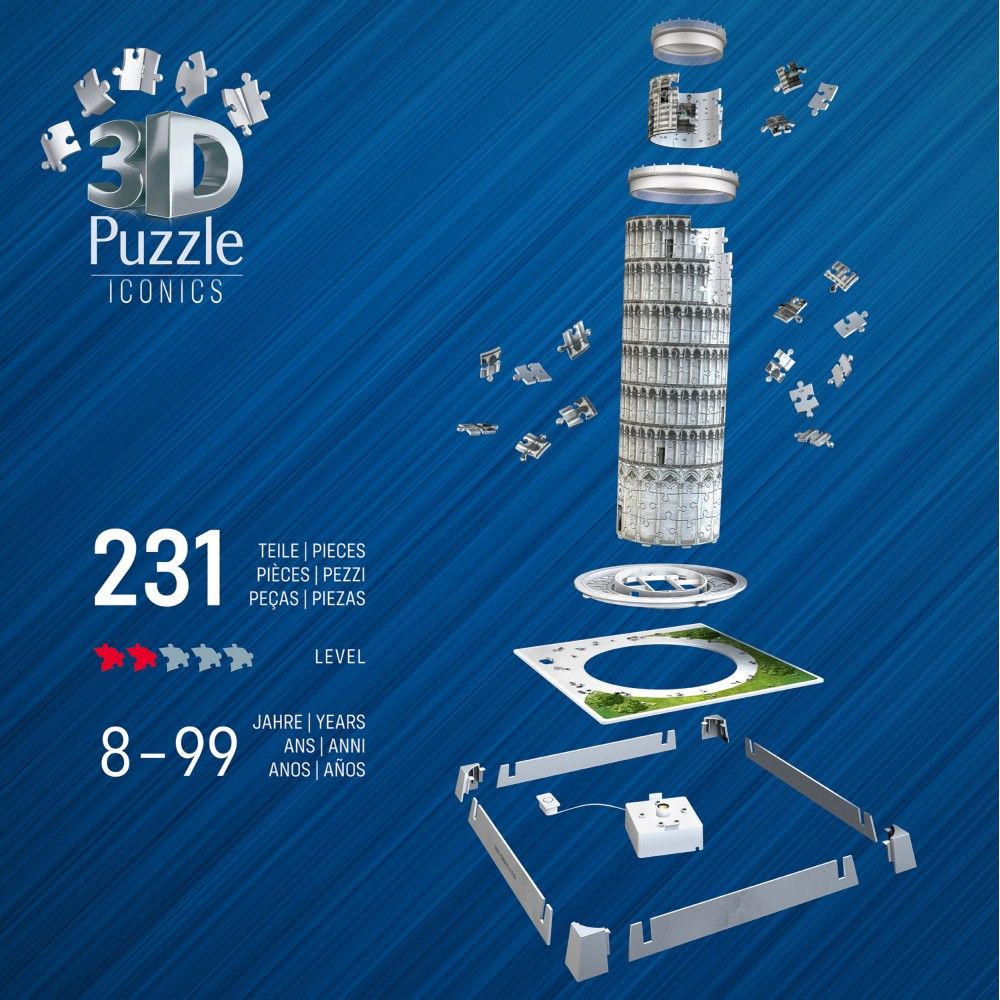 Пазл 3D Ravensburger Iconics 080282 Пизанская башня с LED-подсветкой 231 элемент 080282 — фото 7