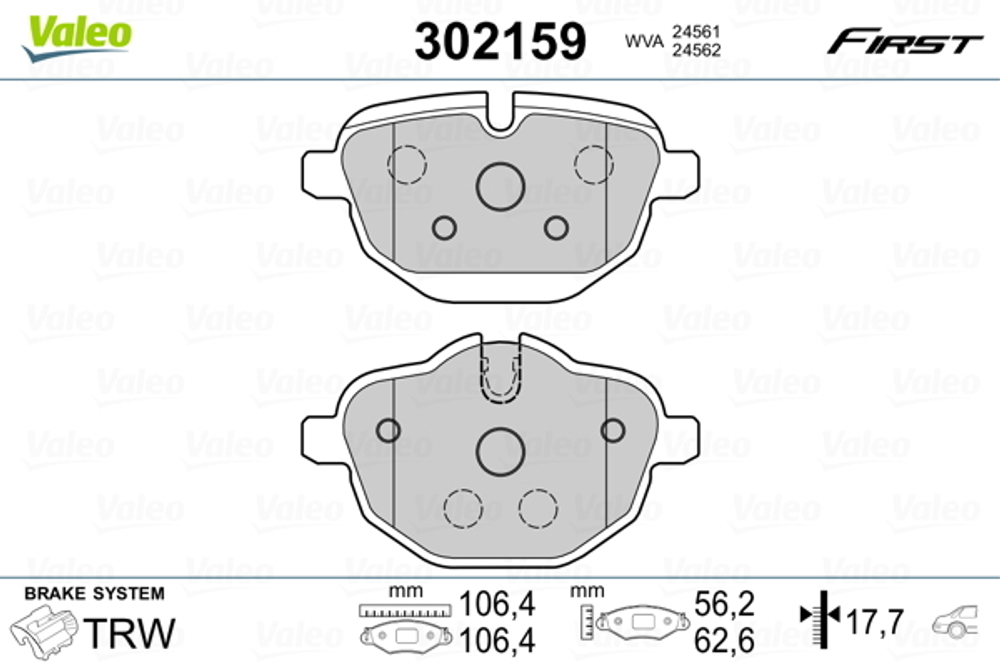 VALEO - 302159-VAL - Brake Pad Set, disc brake