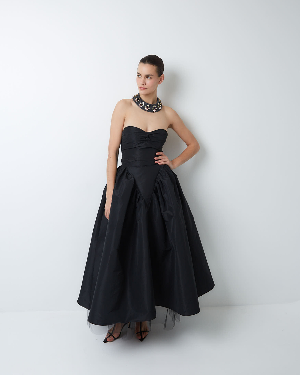 Топ-корсет из тафты черный