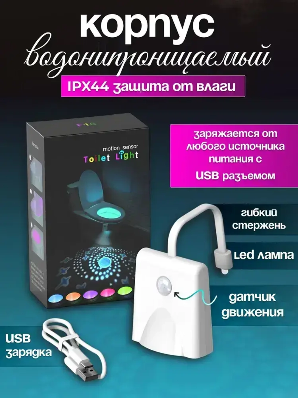 Подсветка для унитаза с датчиком и проекцией