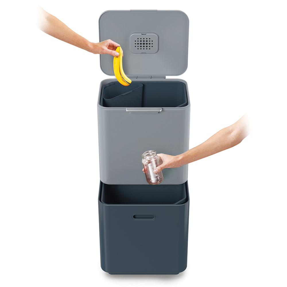 Контейнер для мусора с двумя баками totem max, 60 л, синий