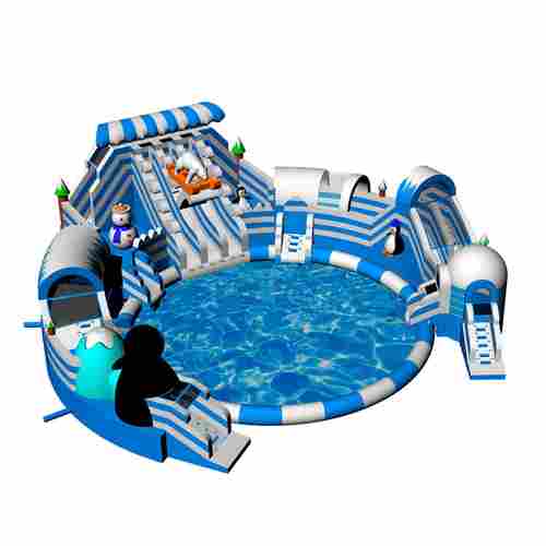 Наземный надувной аквапарк «Морское царство 3» с фигурой пингвина 23*23*6 м