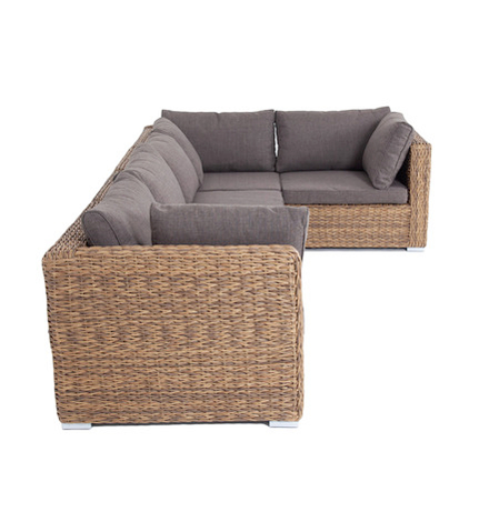 "Лунго" трансформирующийся диван из искусственного ротанга (гиацинт), цвет соломенный