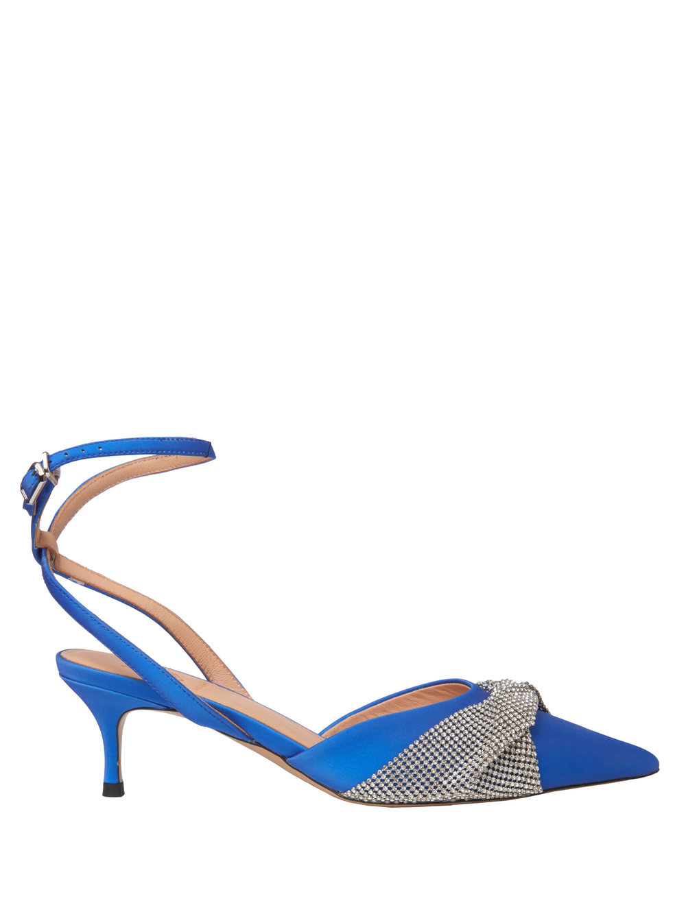 Женские босоножки синие со стразами