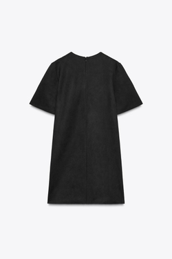 ZARA ПЛАТЬЕ ПОД ЗАМШУ С ЗАКЛЕПКАМИ, ЧЕРНЫЙ
