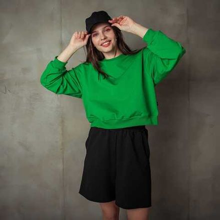 Свитшот укороченный "Bb team green" женский