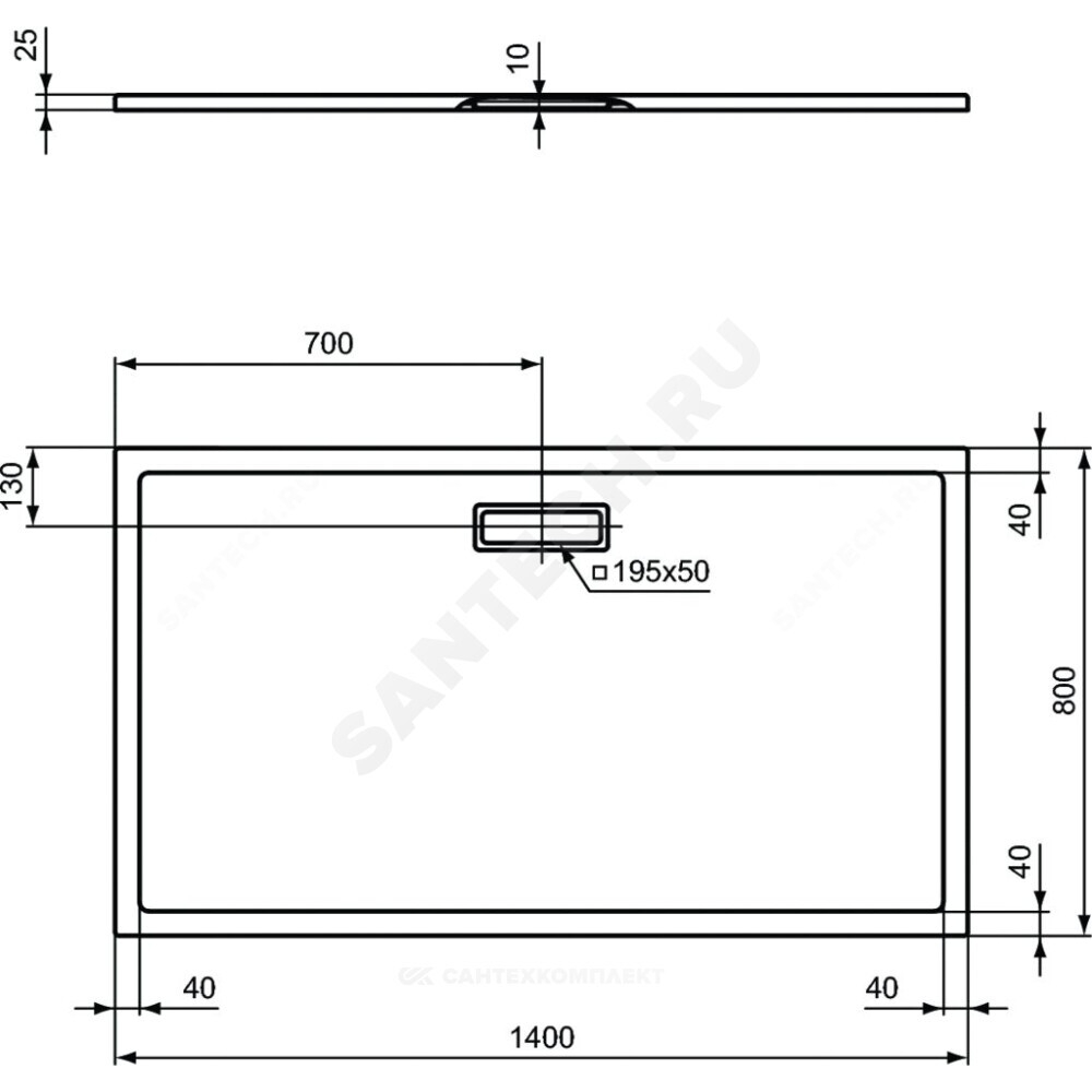 Поддон душевой акрил прямоугольный ULTRAFLAT NEW 1400х800х25 Ideal Standard T447001