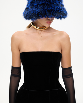 Платье мини корсетного типа из бархата