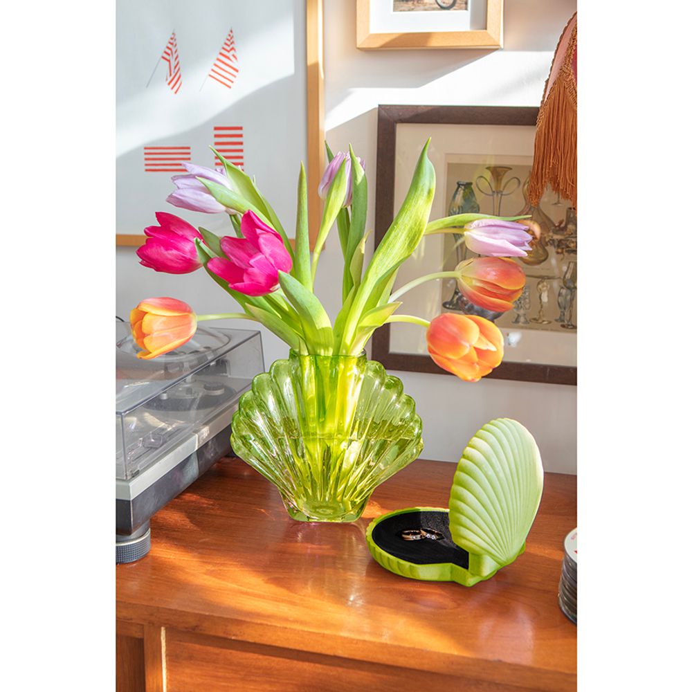 Ваза для цветов Seashell, 18,5 см, зеленая